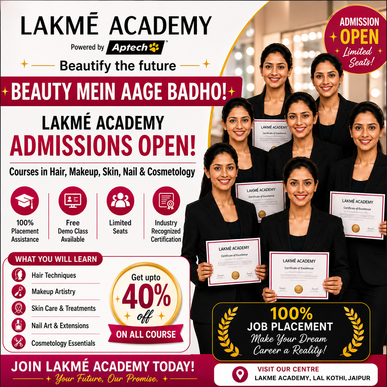 Lakme Academy Jaipur - Lalkothi Facebook ad: Book your free counselling session today!