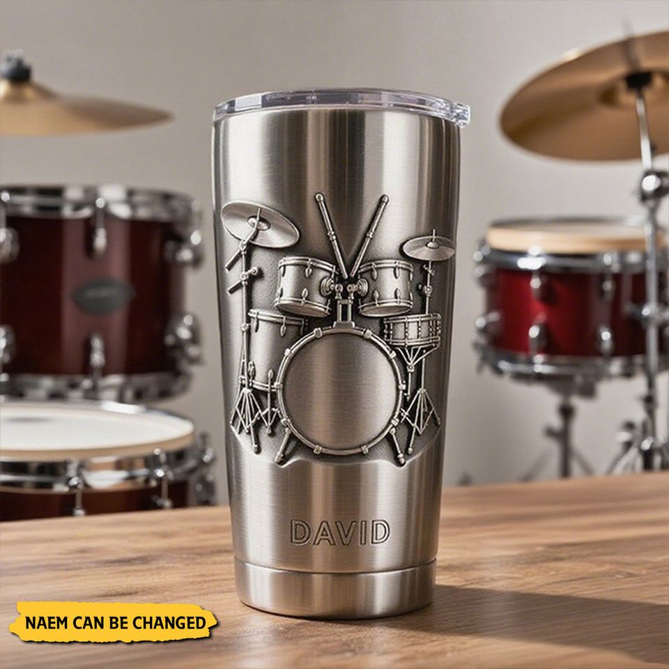 Printerval Custom Gifts Facebook ad: Personalized Drum Pattern Stainless Steel Tumbler-Gift for…