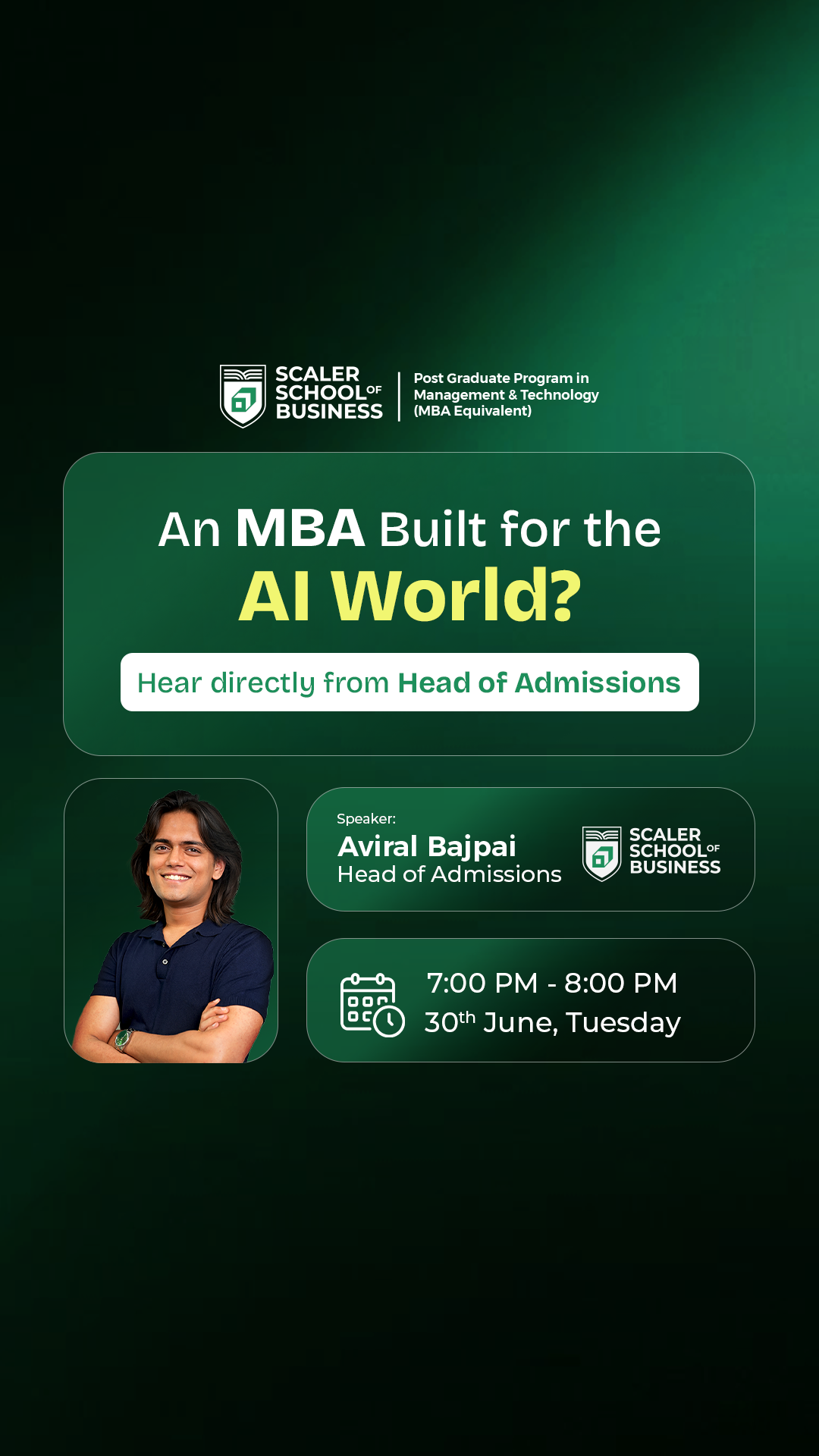 Scaler School of Business Facebook ad