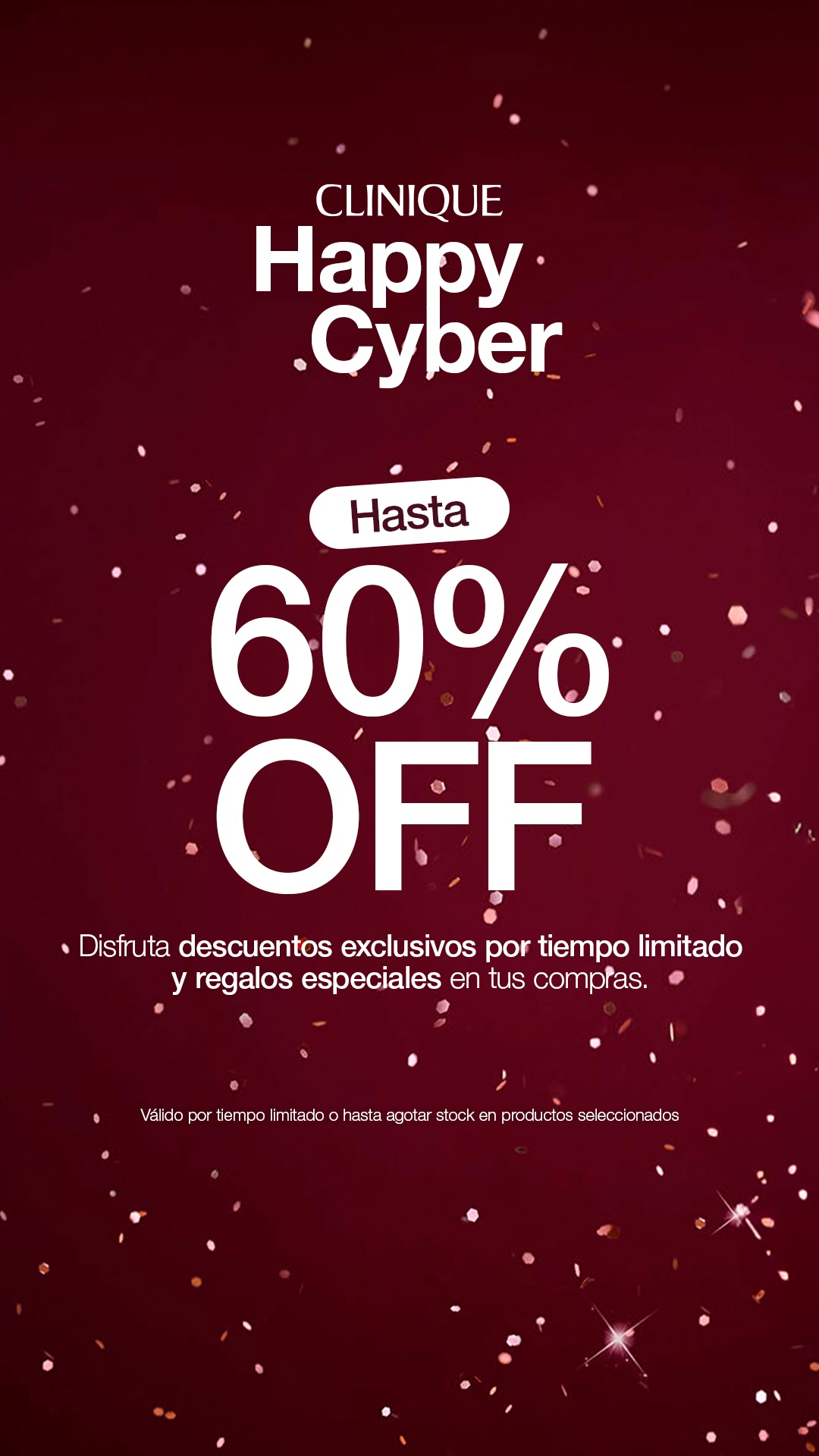 Clinique Facebook ad: ​​​Hasta 60% OFF Clinique