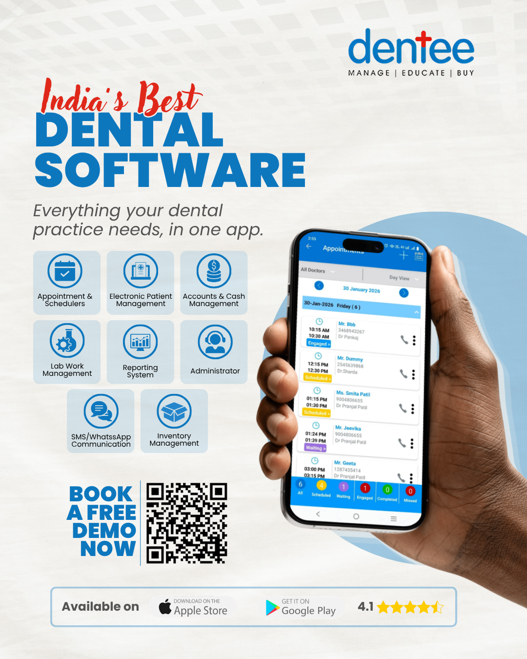 Dentee - Online platform exclusive for dental industry Facebook ad: India's Best Dental Practice Management Software