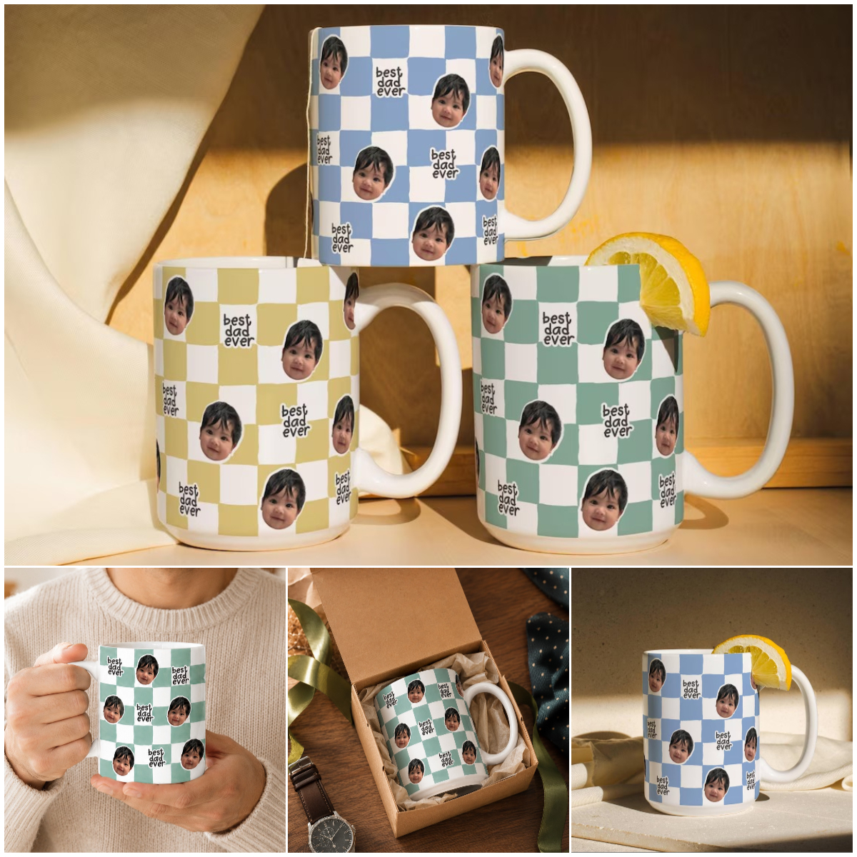 Duckbe Custom Gifts Facebook ad: Best Dad Ever Custom Baby Photo Retro Mug, Personalized…