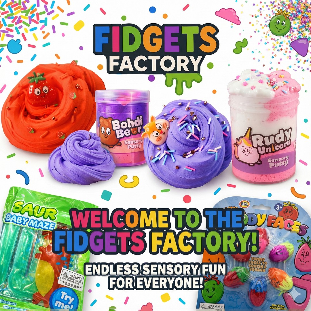 Fidgets Factory Facebook ad: WELCOME TO THE FIDGETS FACTORY!