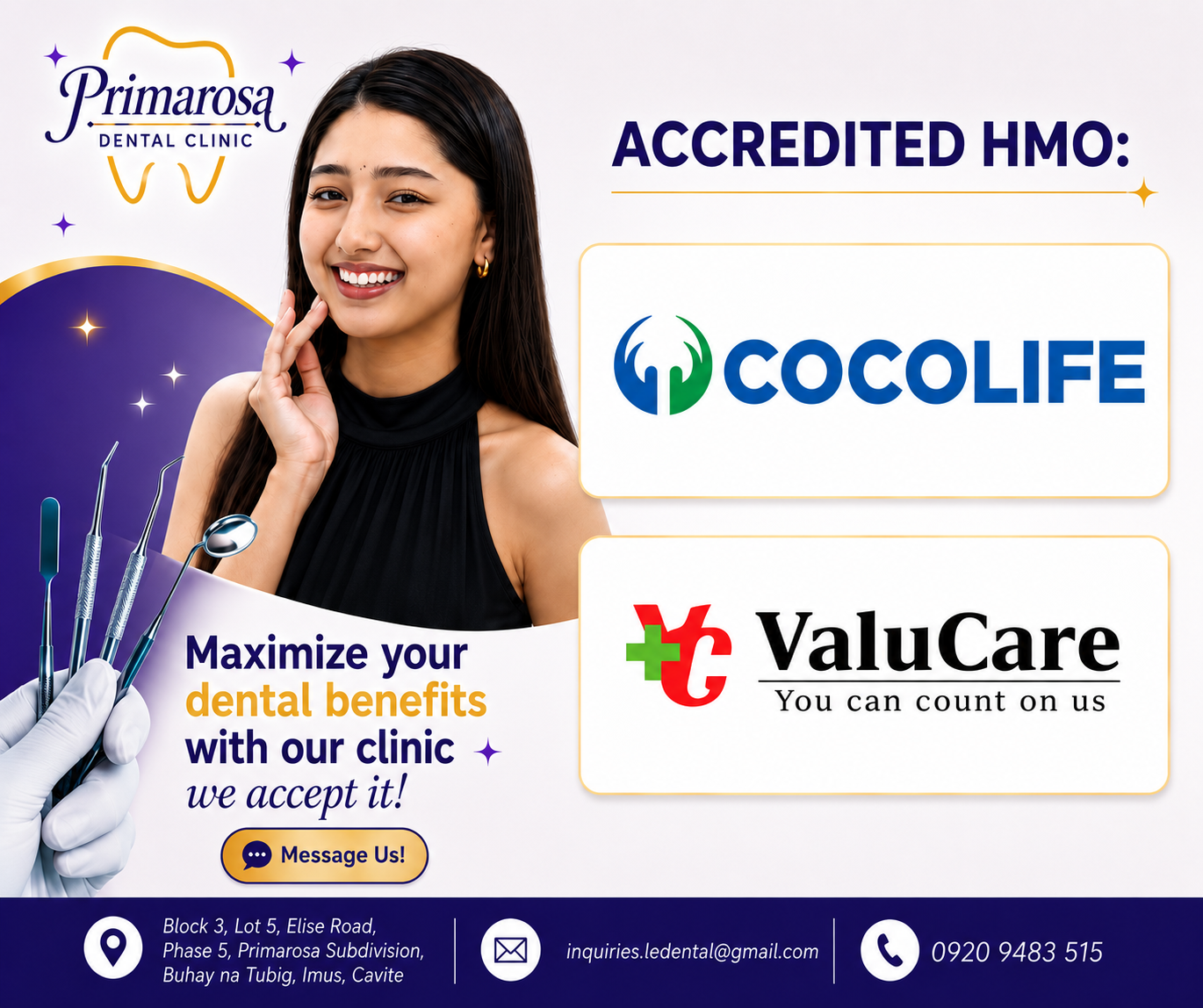LE Dental Clinic Imus Cavite Accredited By Healthcards Facebook ad: Use Your Cocolife & ValuCare Benefits Today!