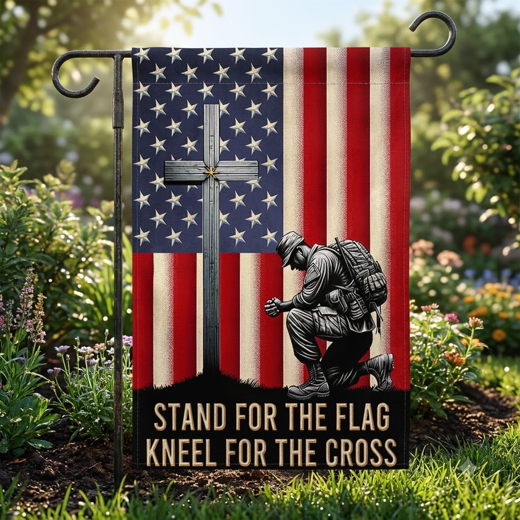 Flagwix.com Facebook ad: American Flag with Cross Veterans Day Christ Flag