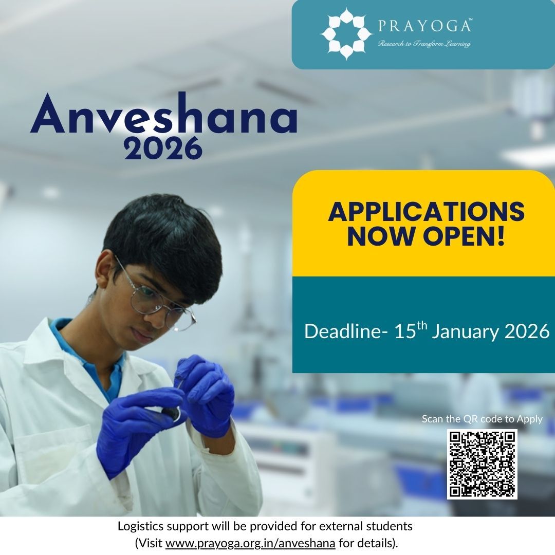 Prayoga Facebook ad: Anveshana 2026, Applications are OPEN!