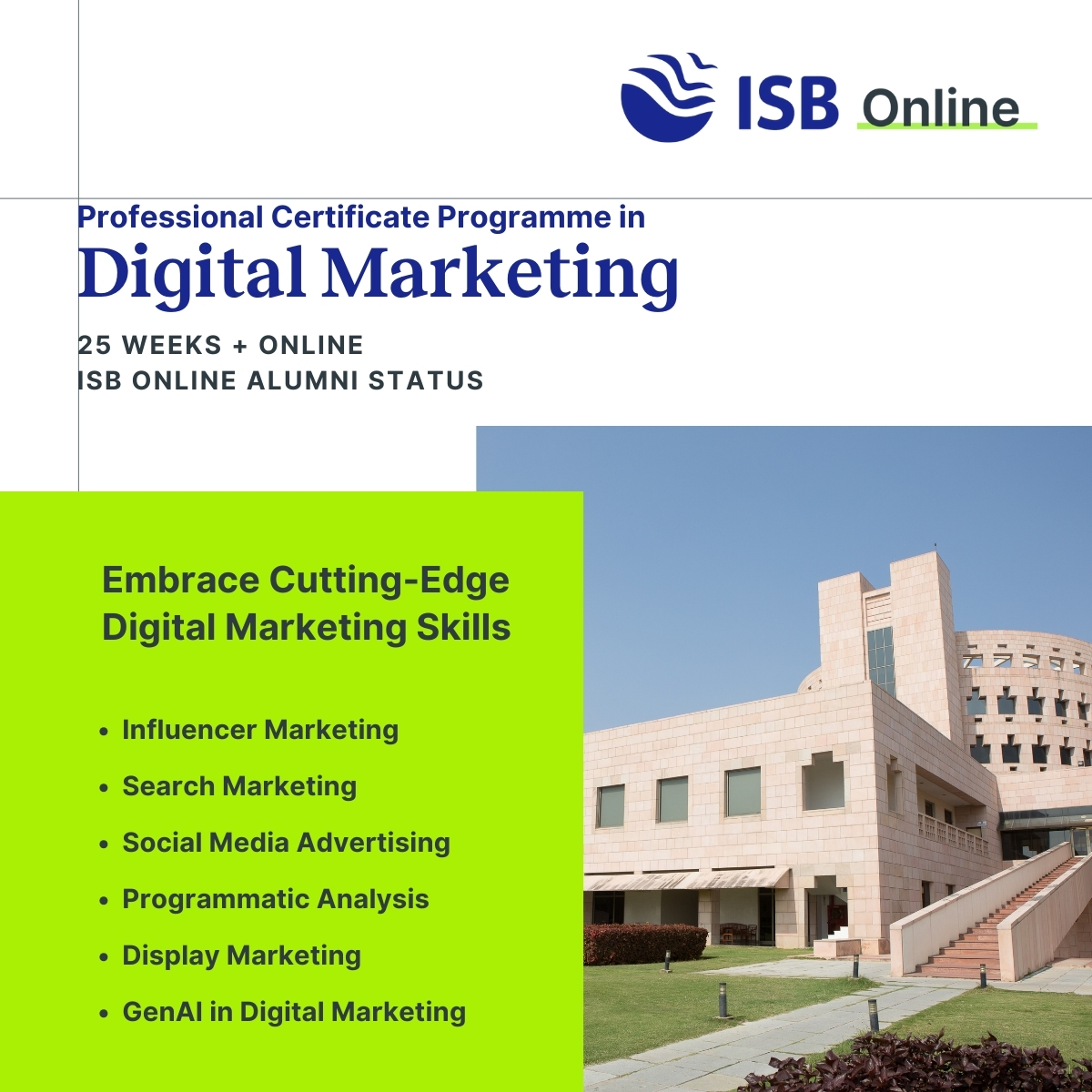ISB Online's Professional Certificate Programme in Digital Marketing Facebook ad
