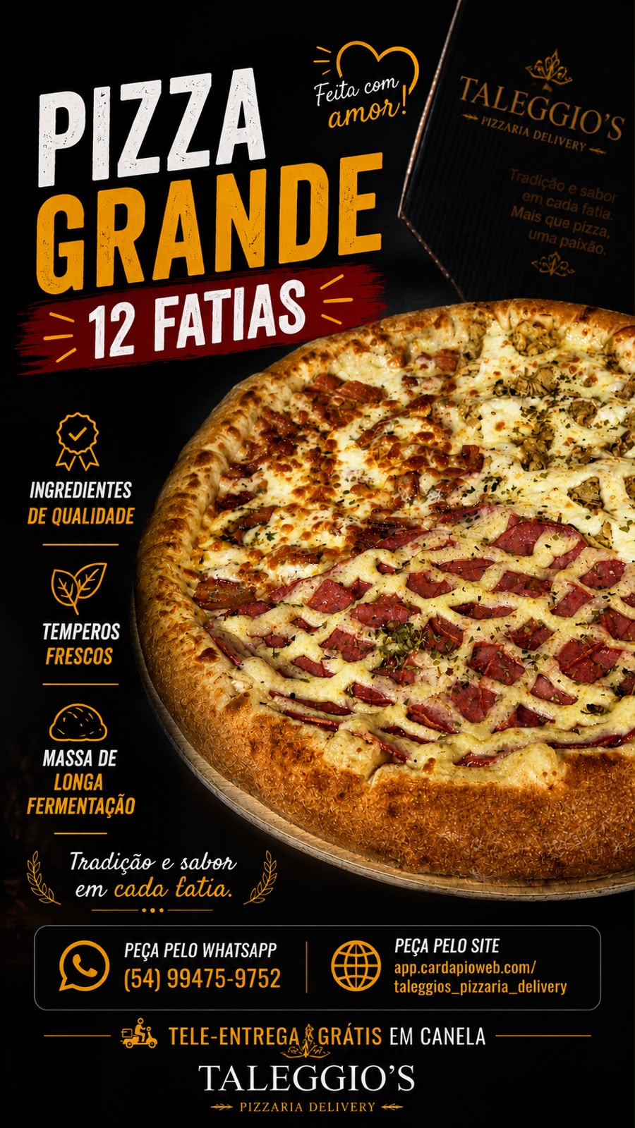 Taleggio's Pizzeria & Pasta Delivery Facebook ad from Aug 6, 2026