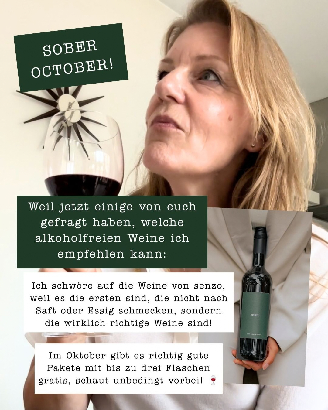 Senzo Facebook ad: 100% Wein, 0,0% Alkohol