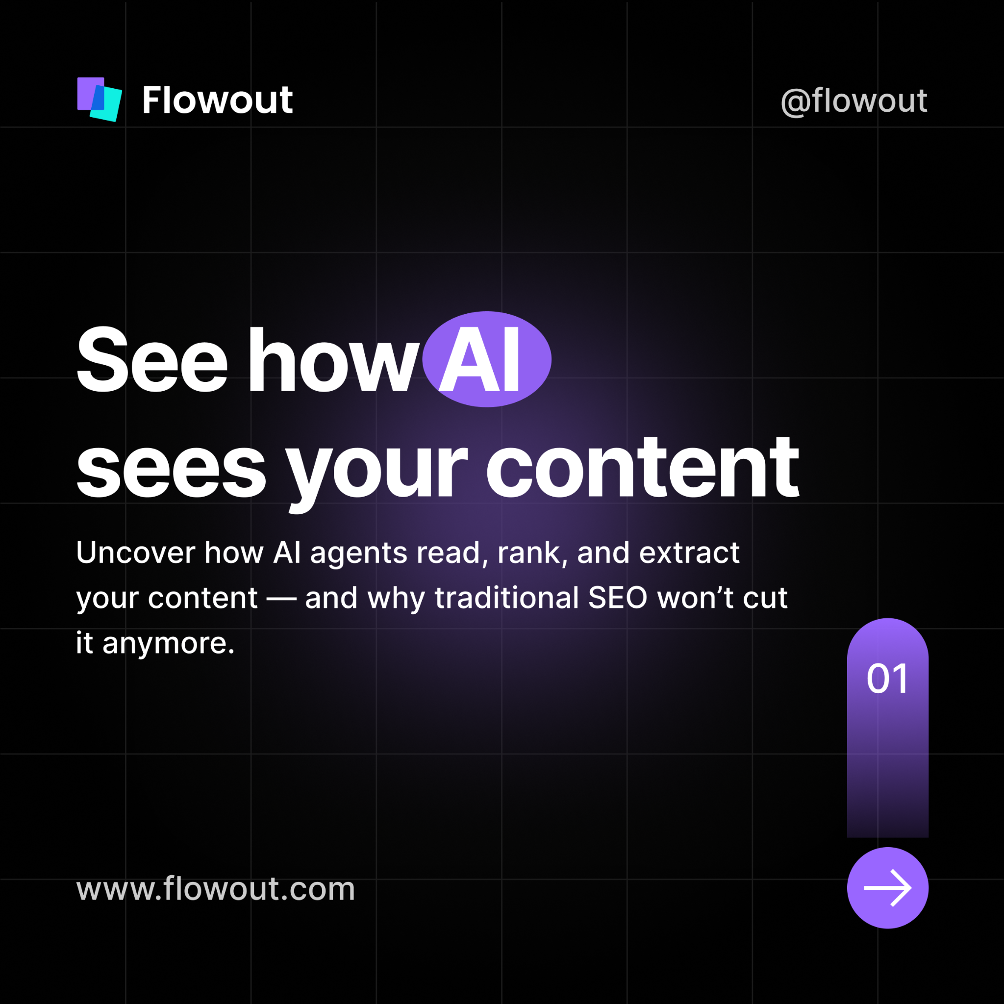 Flowout: Unlimited Webflow design & development subscription service Facebook ad: Advanced guide: SEO optimization for AI agents