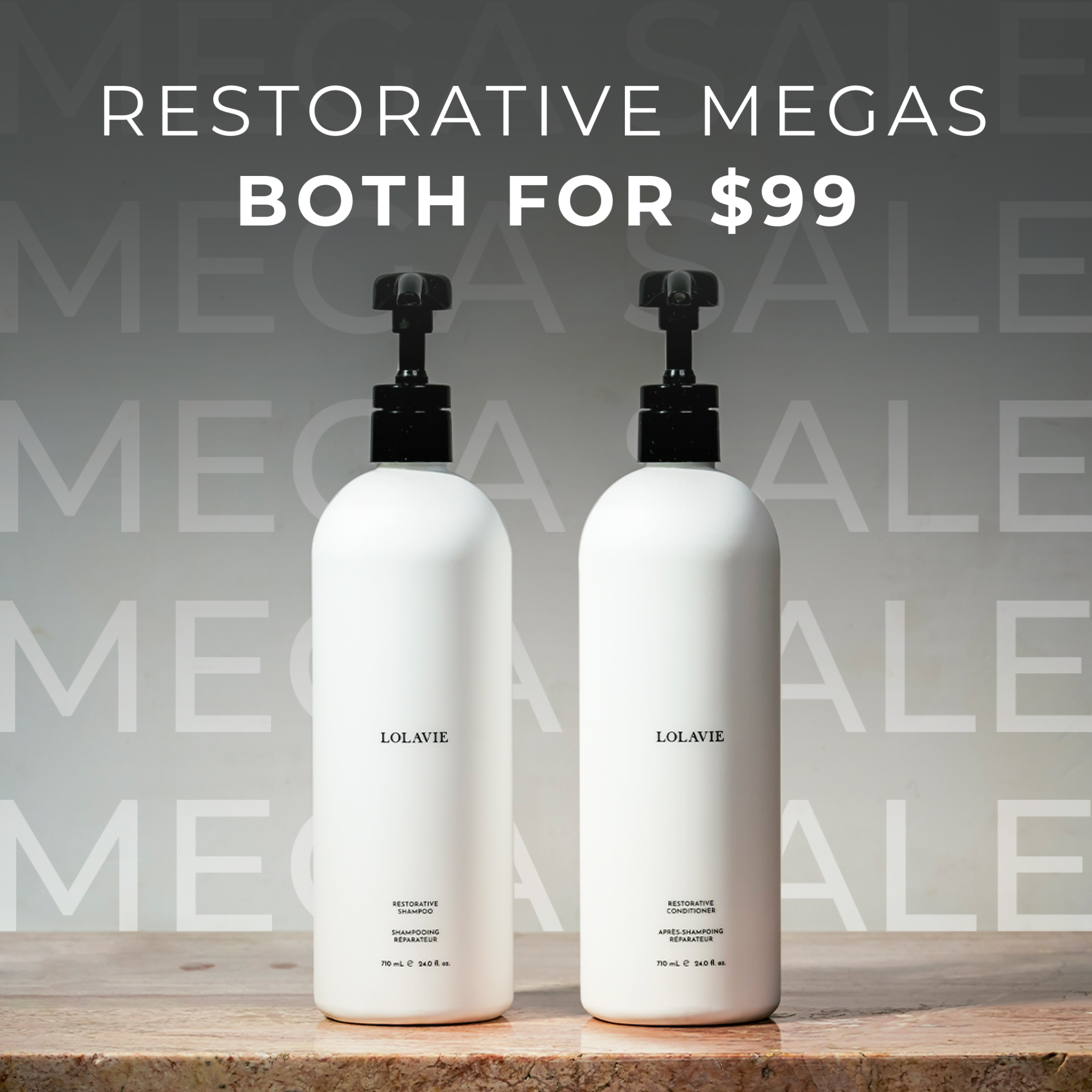 LolaVie Facebook ad: Restorative Megas: Both for $99!