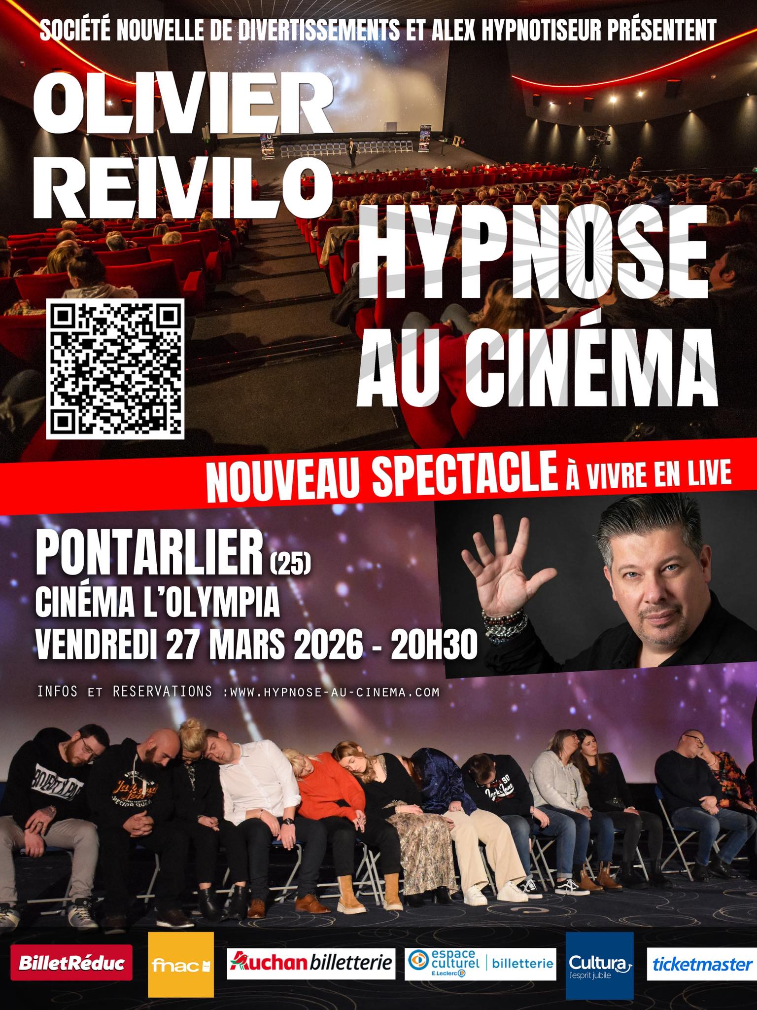 Reivilo hypnose Facebook ad: Olivier Reivilo dans Hypnose au cinéma