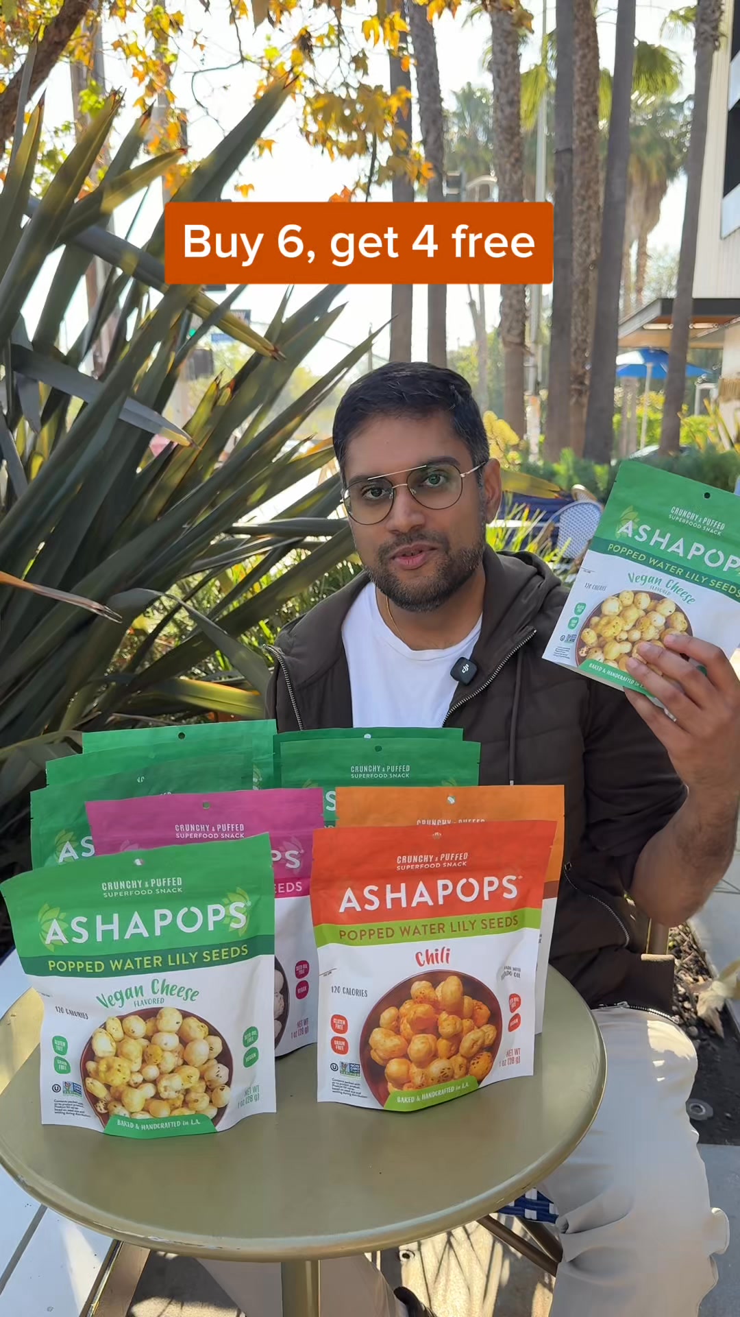 AshaPops Facebook ad: Light & Crunchy, 120 Calories