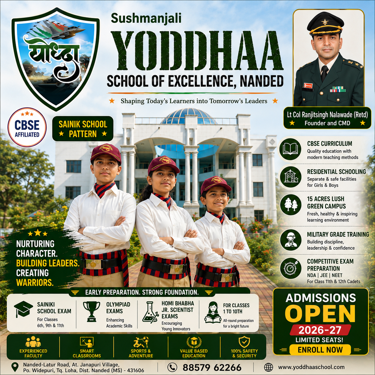 Sushmanjali Yoddhaa School of Excellence, Nanded Facebook ad: Admissions closing soon | CBSE & Sainik School Pattern
