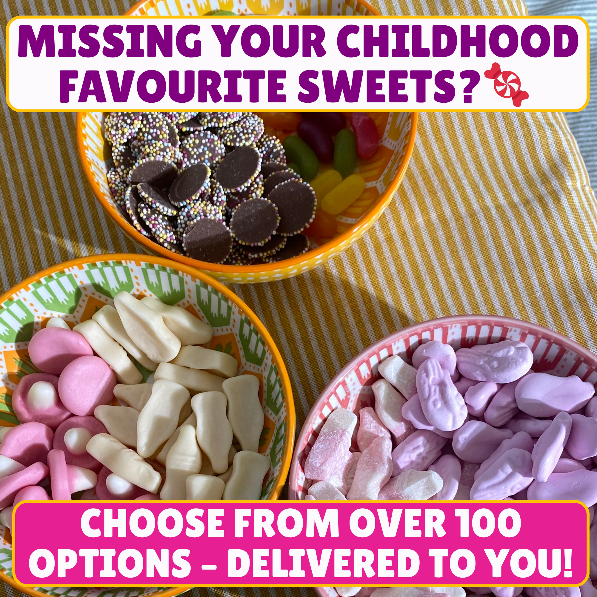 Candy Delivered Facebook ad: Your Favourite Pick & Mix Sweets, Delivered