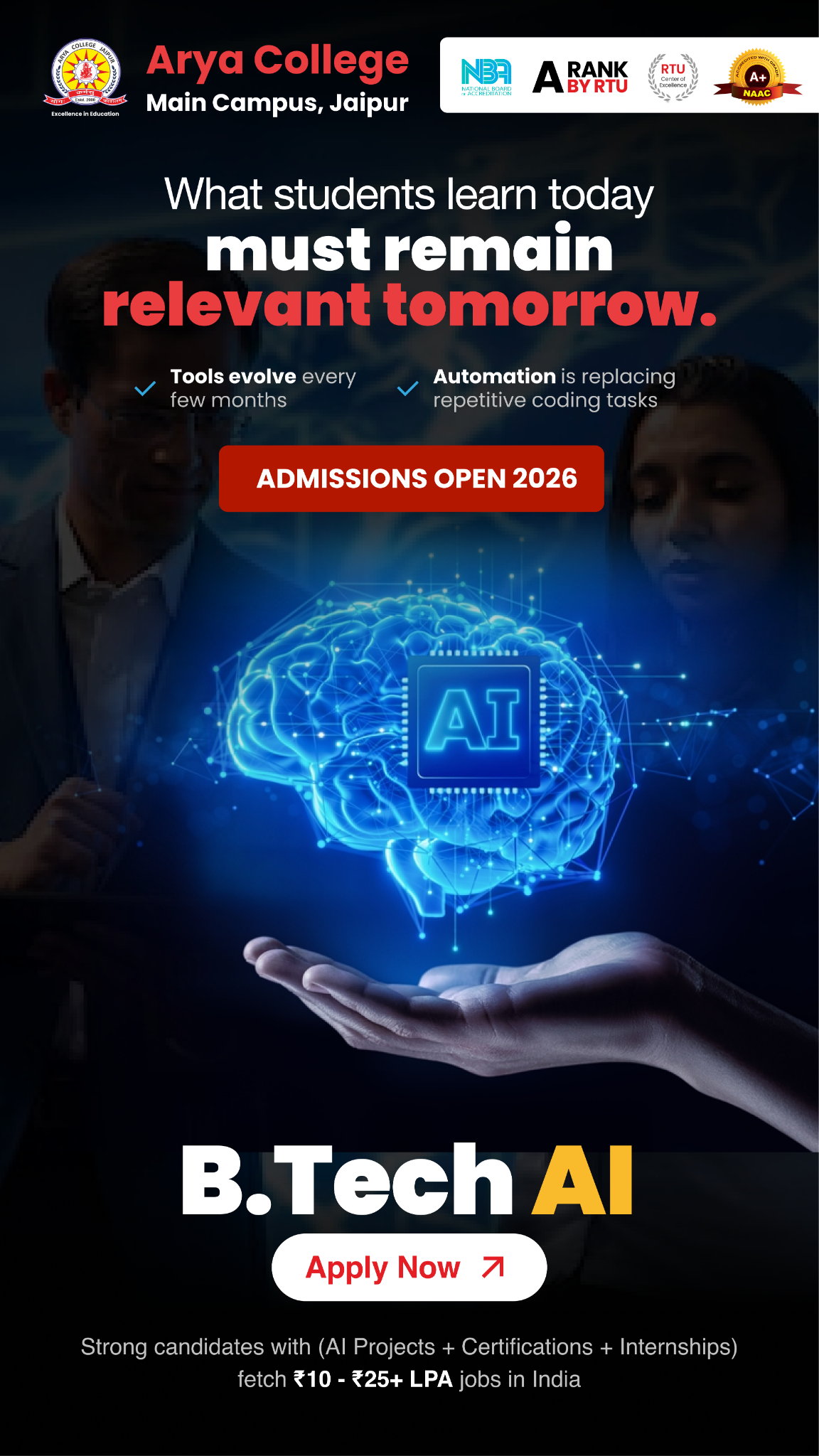 Arya College Facebook ad from May 13, 2026