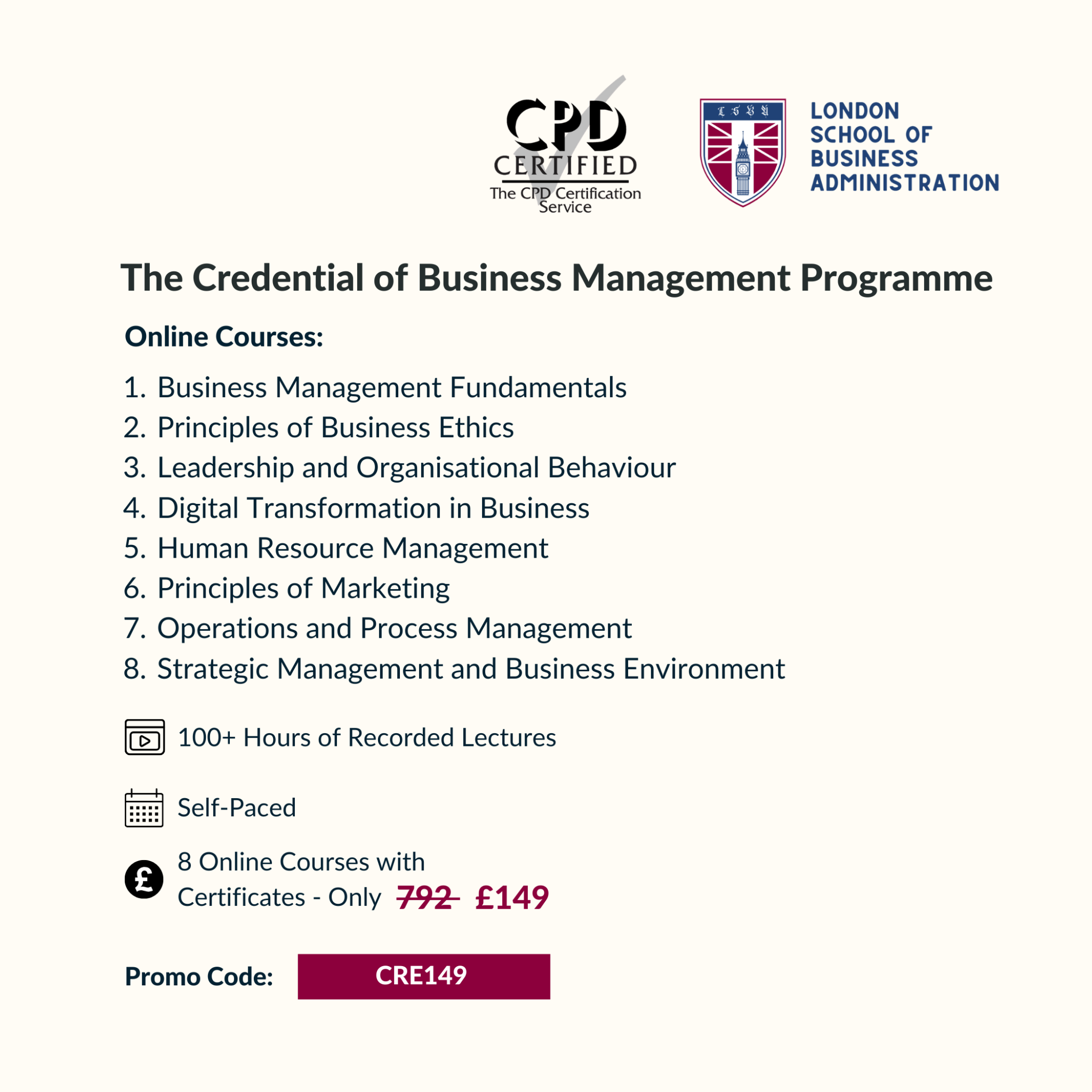 London School of Business Administration Facebook ad