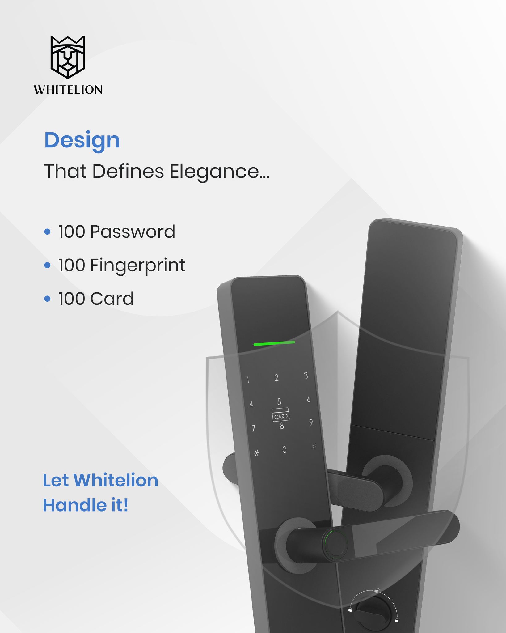 WHITELION Facebook ad: Security should be smart, seamless, and stylish.