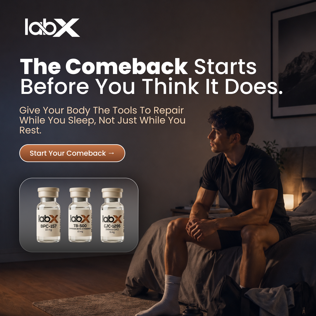 LABX Facebook ad: Recover Better. Train Consistently.
