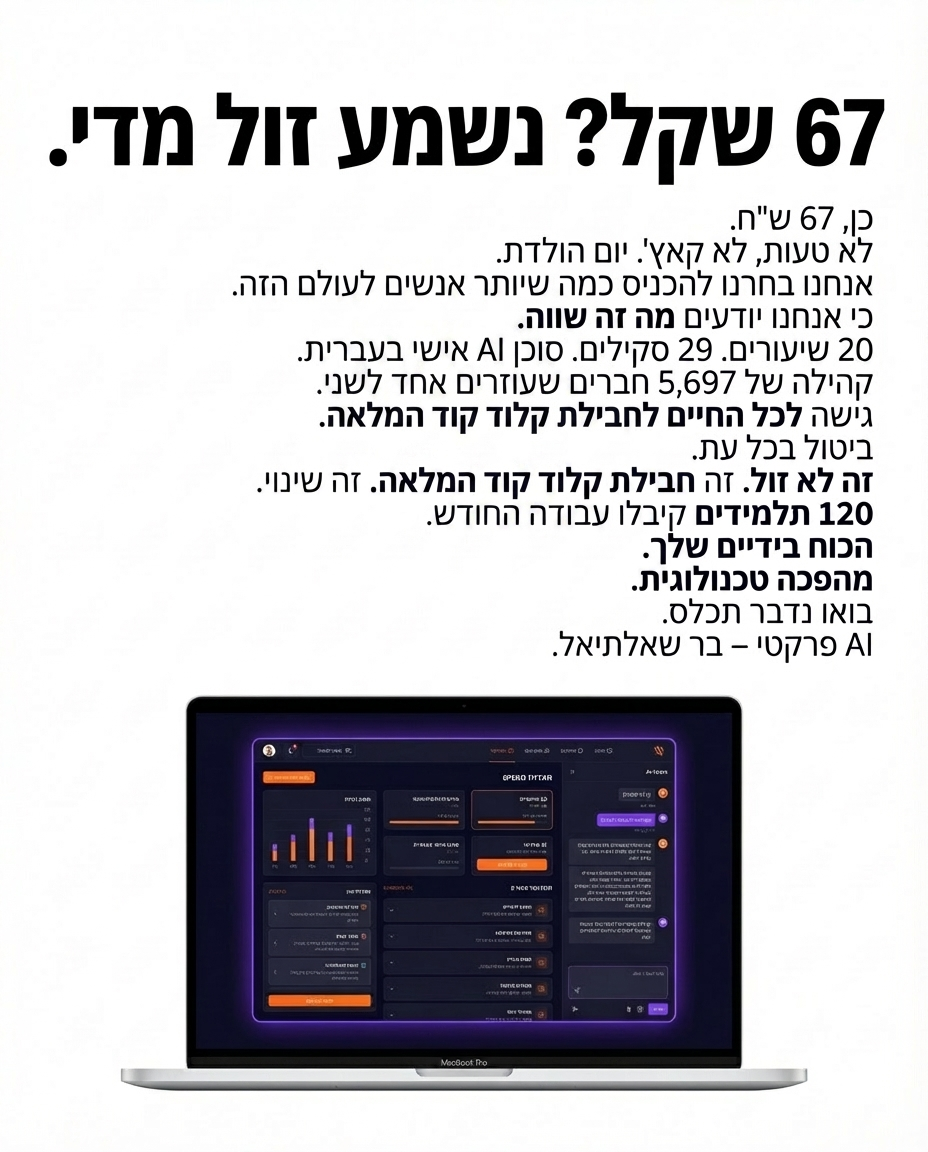 בר שאלתיאל Facebook ad: הגיע הזמן לעבוד עם קלוד קוד כמו שצריך ולהתחיל לראות תוצאות >