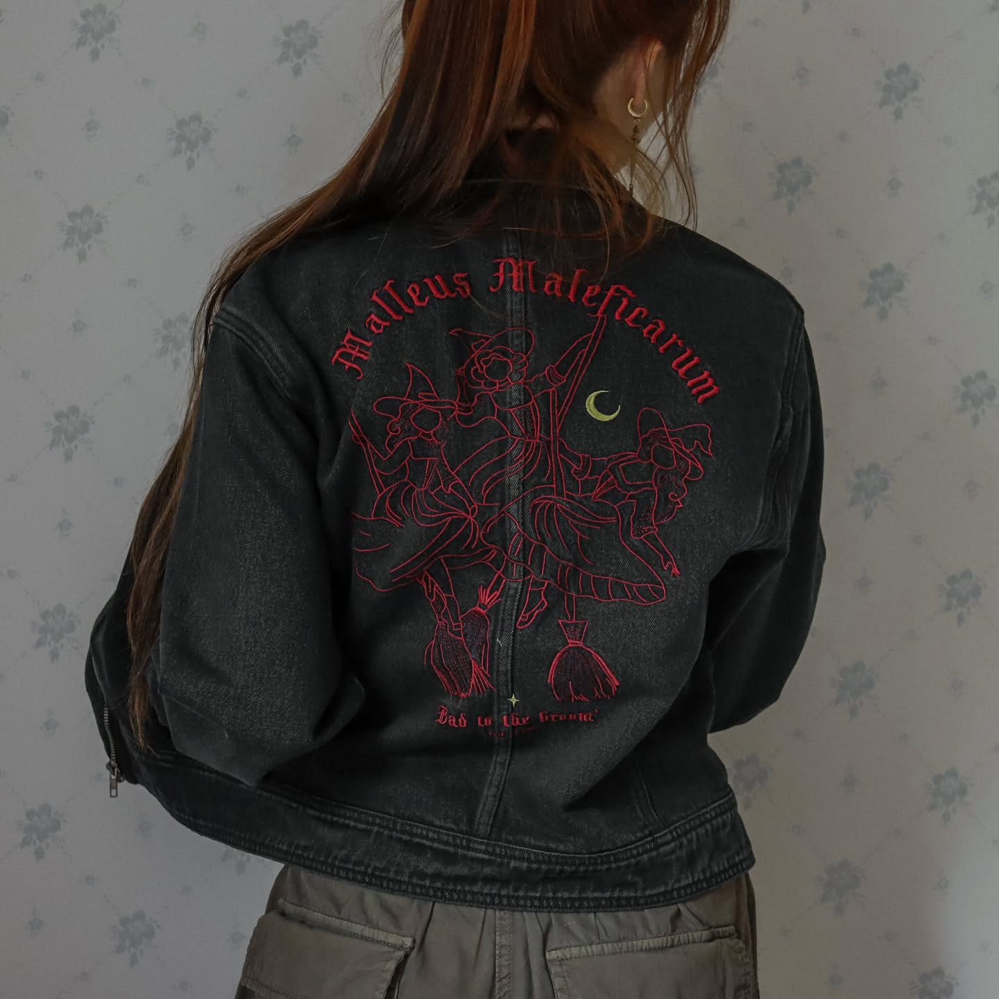 Anetteprs Illustrations Facebook ad: Broom, broom Malleus Maleficarum jackets are on sale!