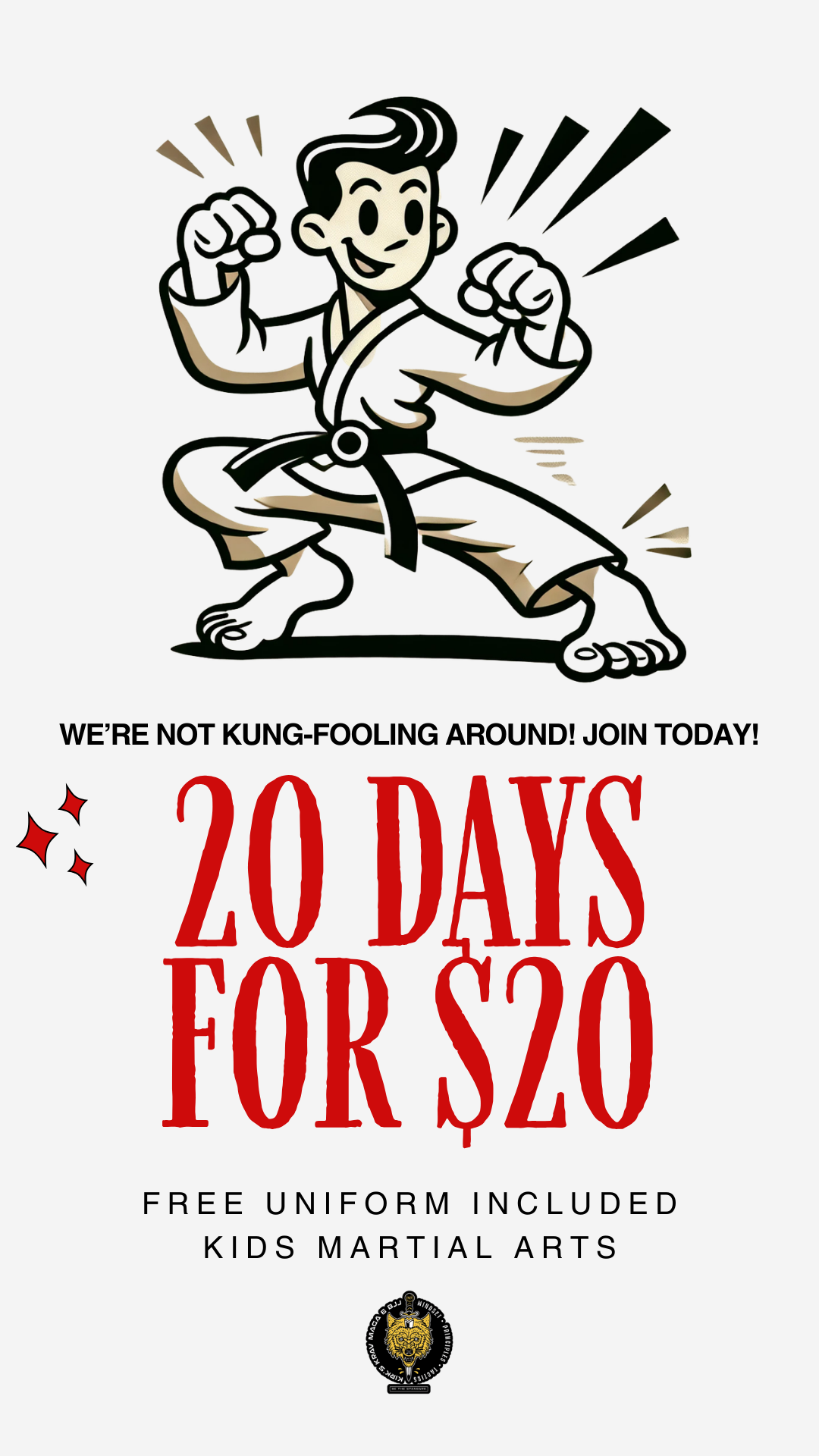 Kirk's Martial Arts & Krav Maga Facebook ad from Apr 2, 2026
