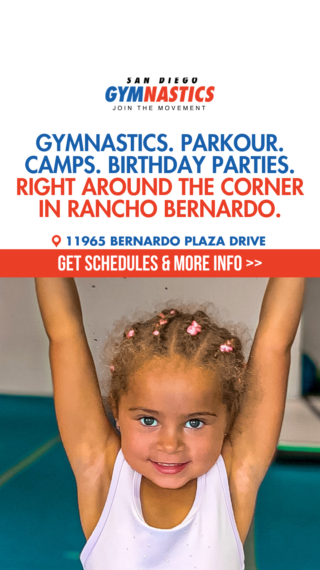 San Diego Gymnastics Facebook ad