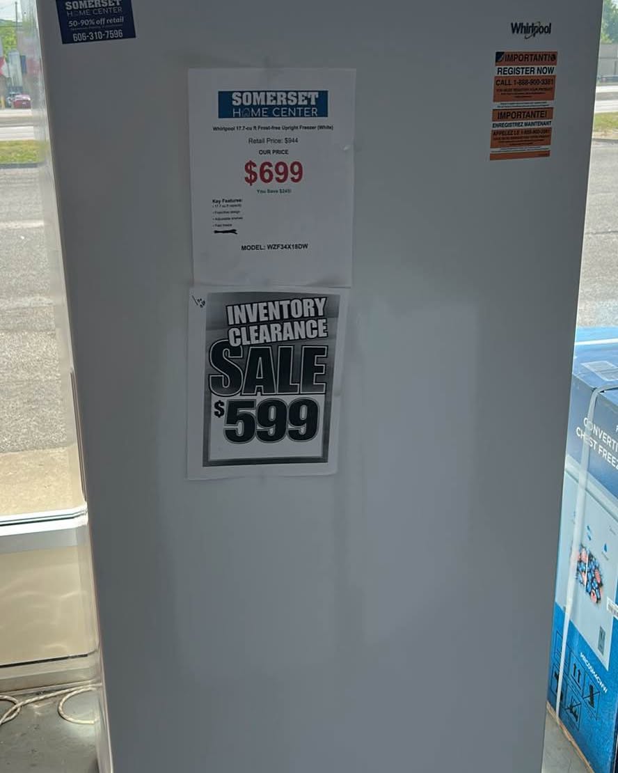 Nick Vaught Facebook ad: Brand new Whirlpool 17.7cuft frost free upright freezer 1…