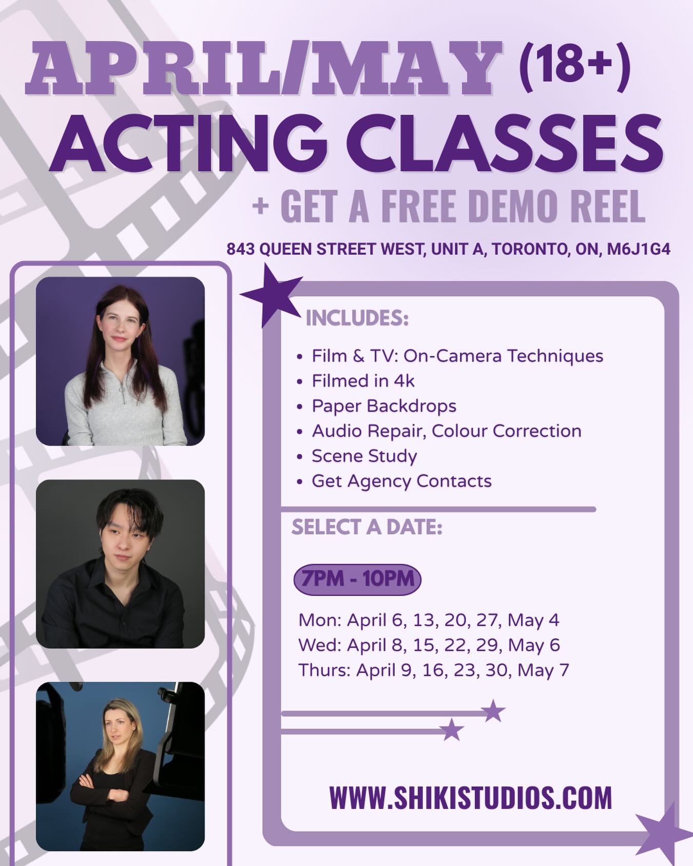 Shiki Studios Acting School Facebook ad: Acting Classes Toronto: Learn from the Best