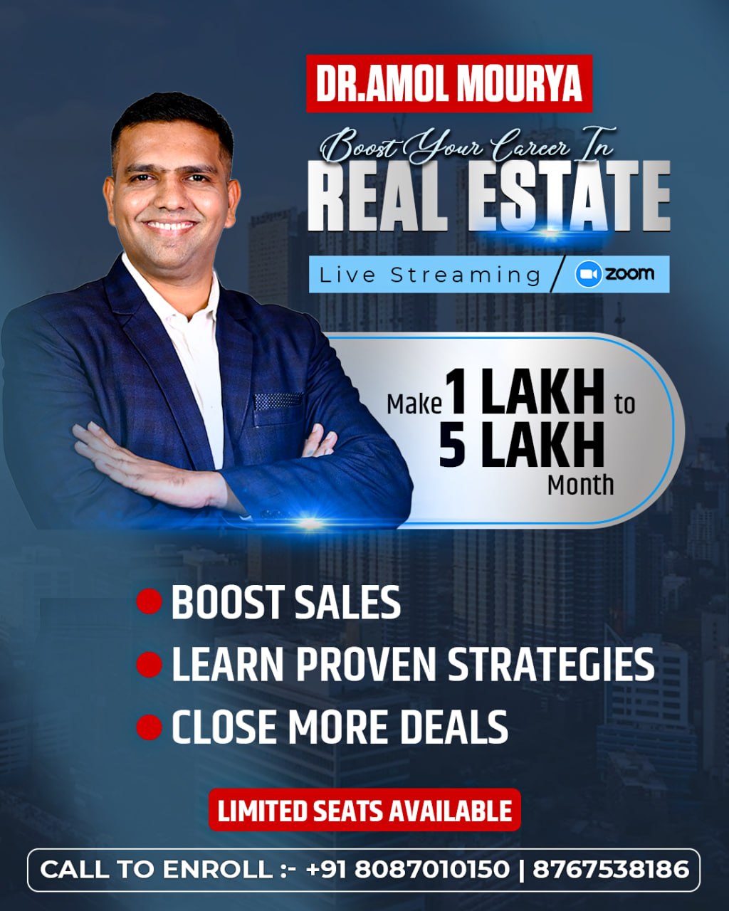 Dr Amol Mourya: Real Estate Coach Facebook ad: Limited Seats Only!