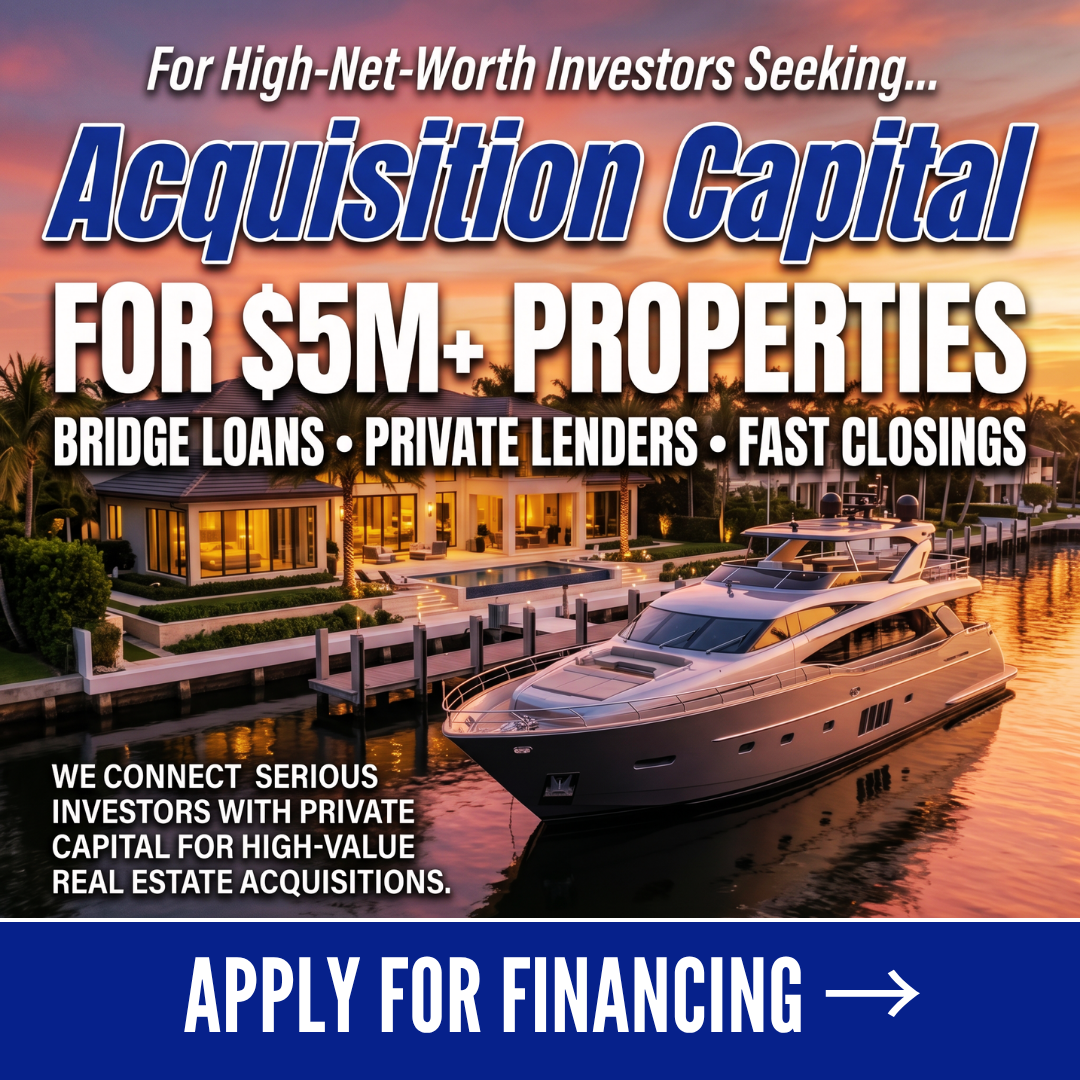 Bridge Lending Capital Facebook ad: Acquisition Capital for $5M+ Properties