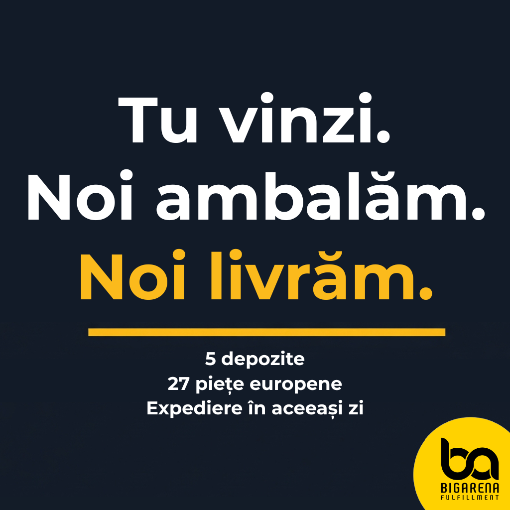 BigArena Fulfillment Facebook ad: Tu vinzi. Noi ambalăm și livrăm.