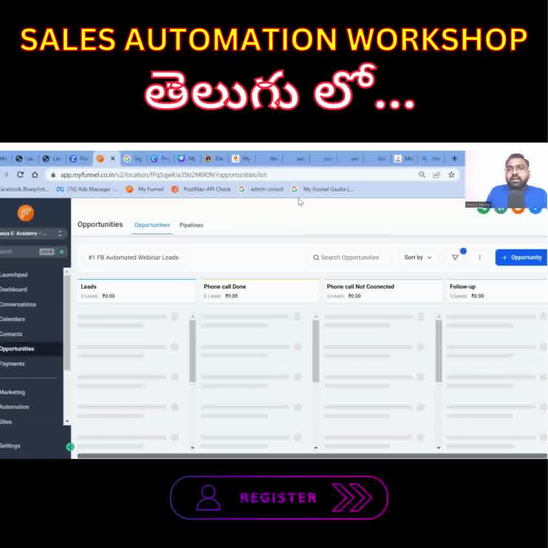 Chaitanya E-Academy Facebook ad: Sales Automation Workshop