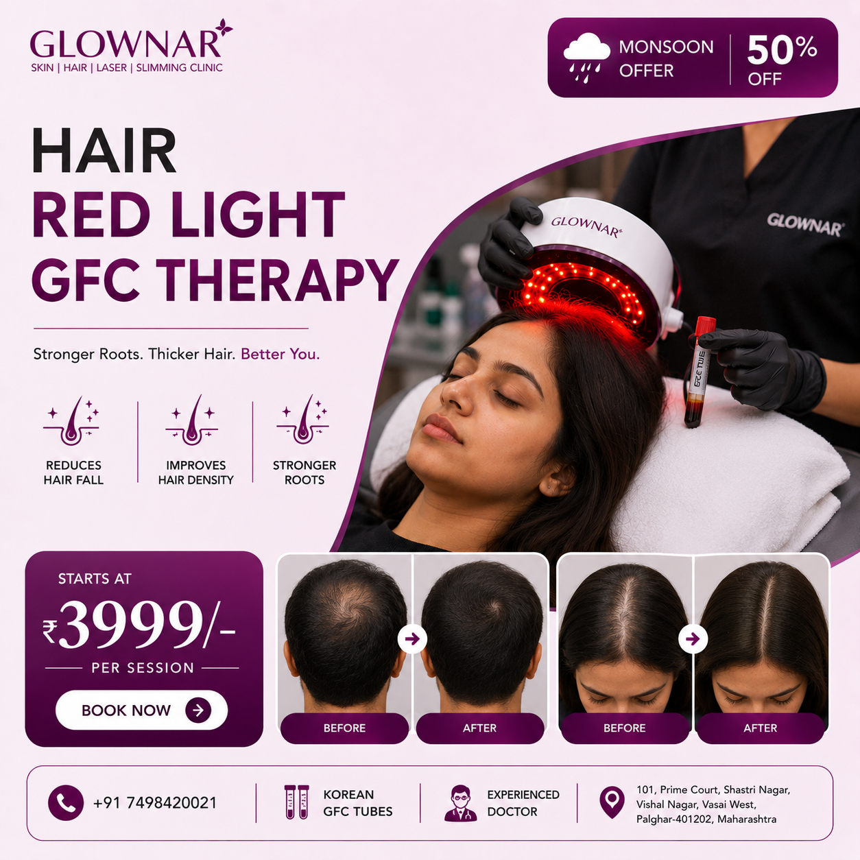 Glownar Skin Hair Laser Slimming Clinic Facebook ad: Your glow, confidence & self-care journey starts here…