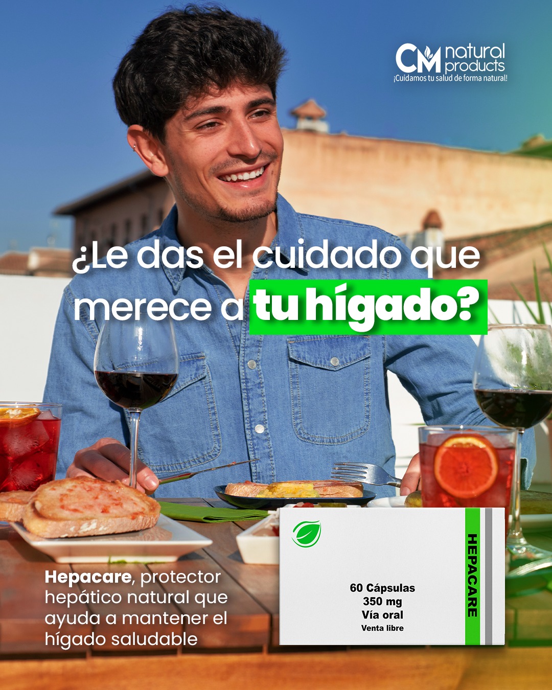 CM Natural Products Facebook ad: ¿Comes bien… pero no cuidas tu hígado?