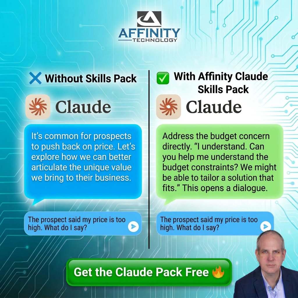 Affinity Technology Inc. Facebook ad: The #1 Claude Upgrade for Business Owners. Free.
