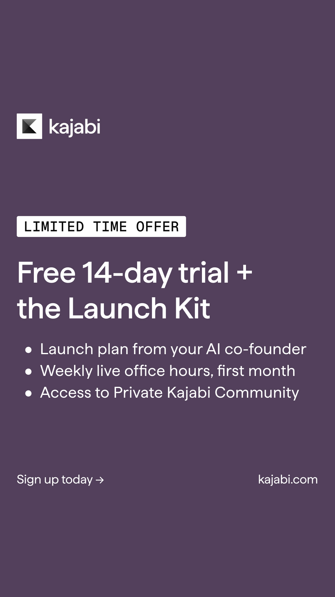 Kajabi Facebook ad: From Outline to First Sale in 14 Days: Enrollment Closes…