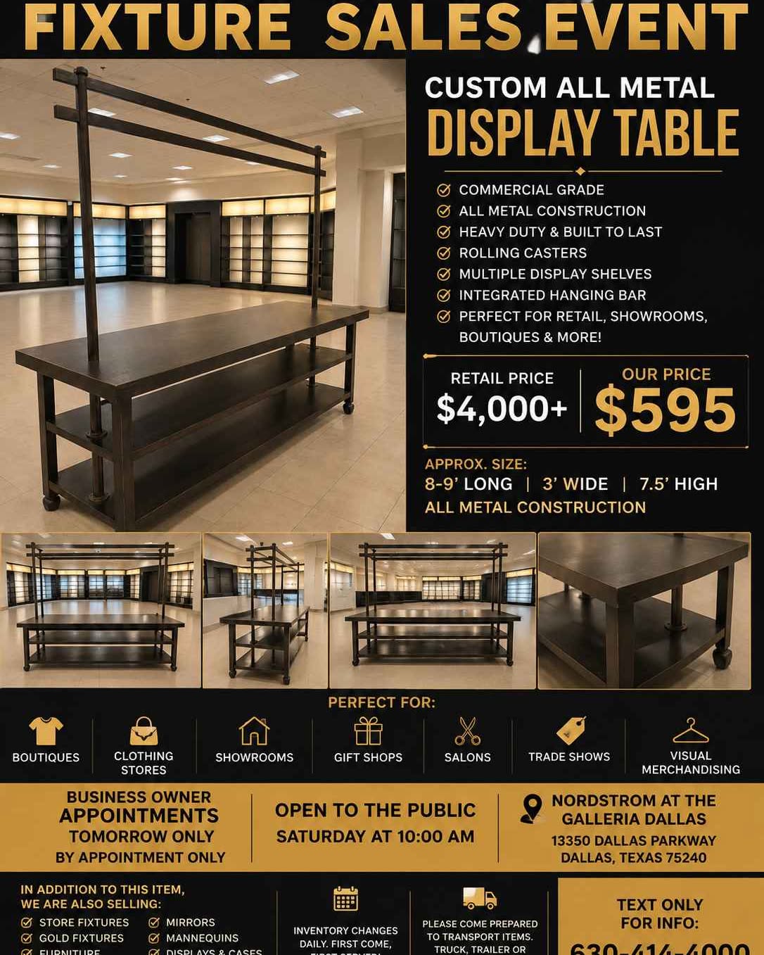 Jeanette Joseph Mentesana Facebook ad: Custom all metal display table at Nordstrom Dallas Luxury…