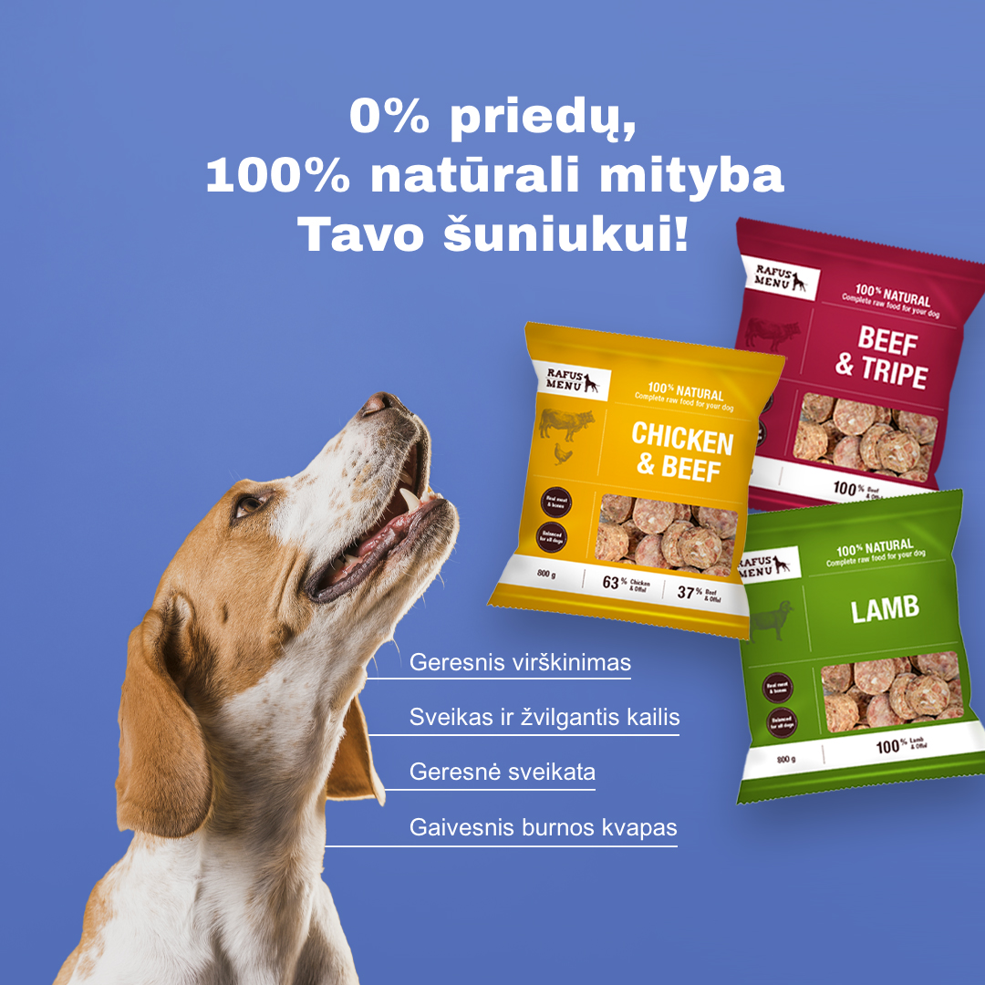 RAFUS MENU Natūralus subalansuotas žalios mėsos maistas šunims Facebook ad