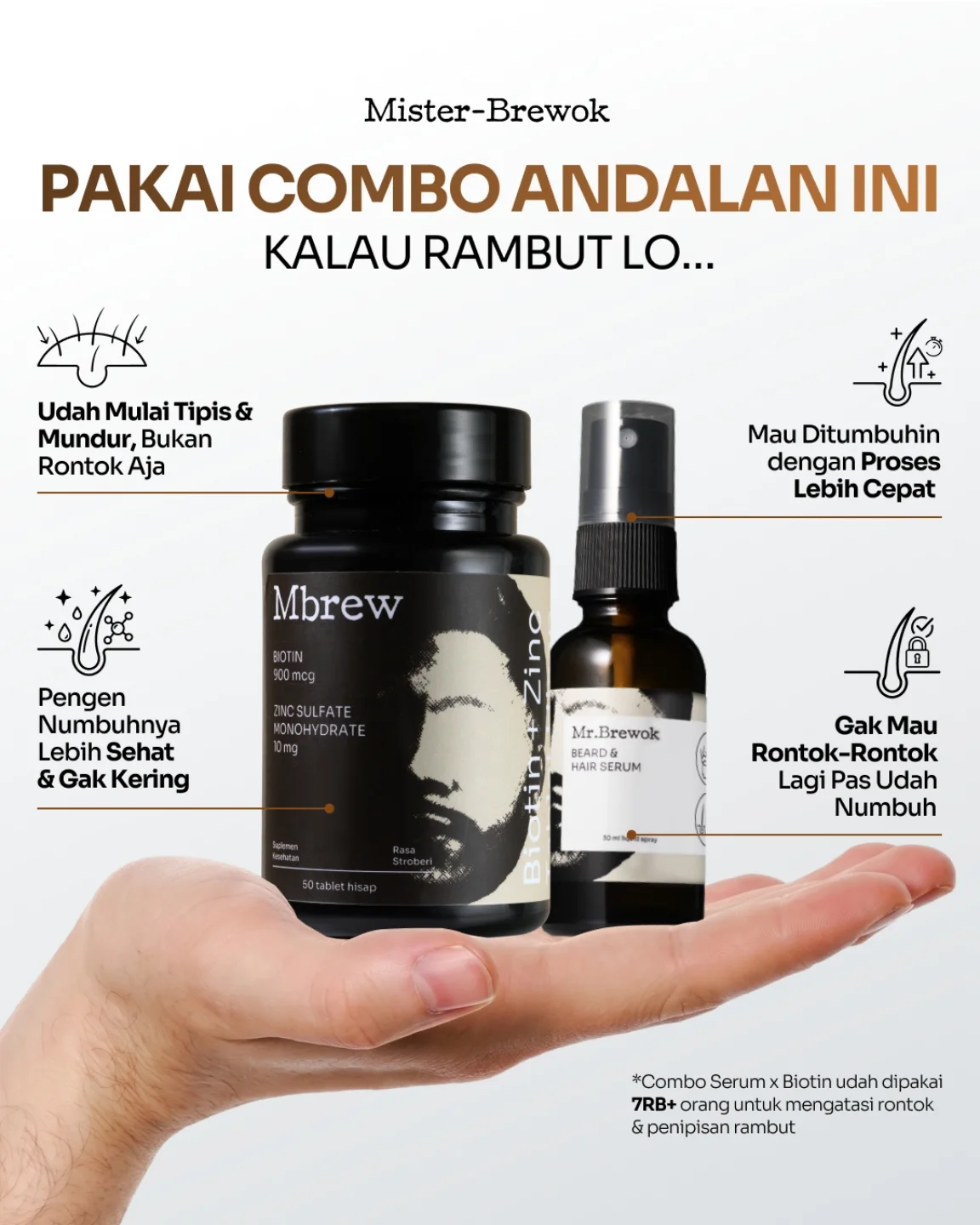 Misterbrewok Facebook ad: Ada alasan kenapa combo Serum x Biotin konsisten…