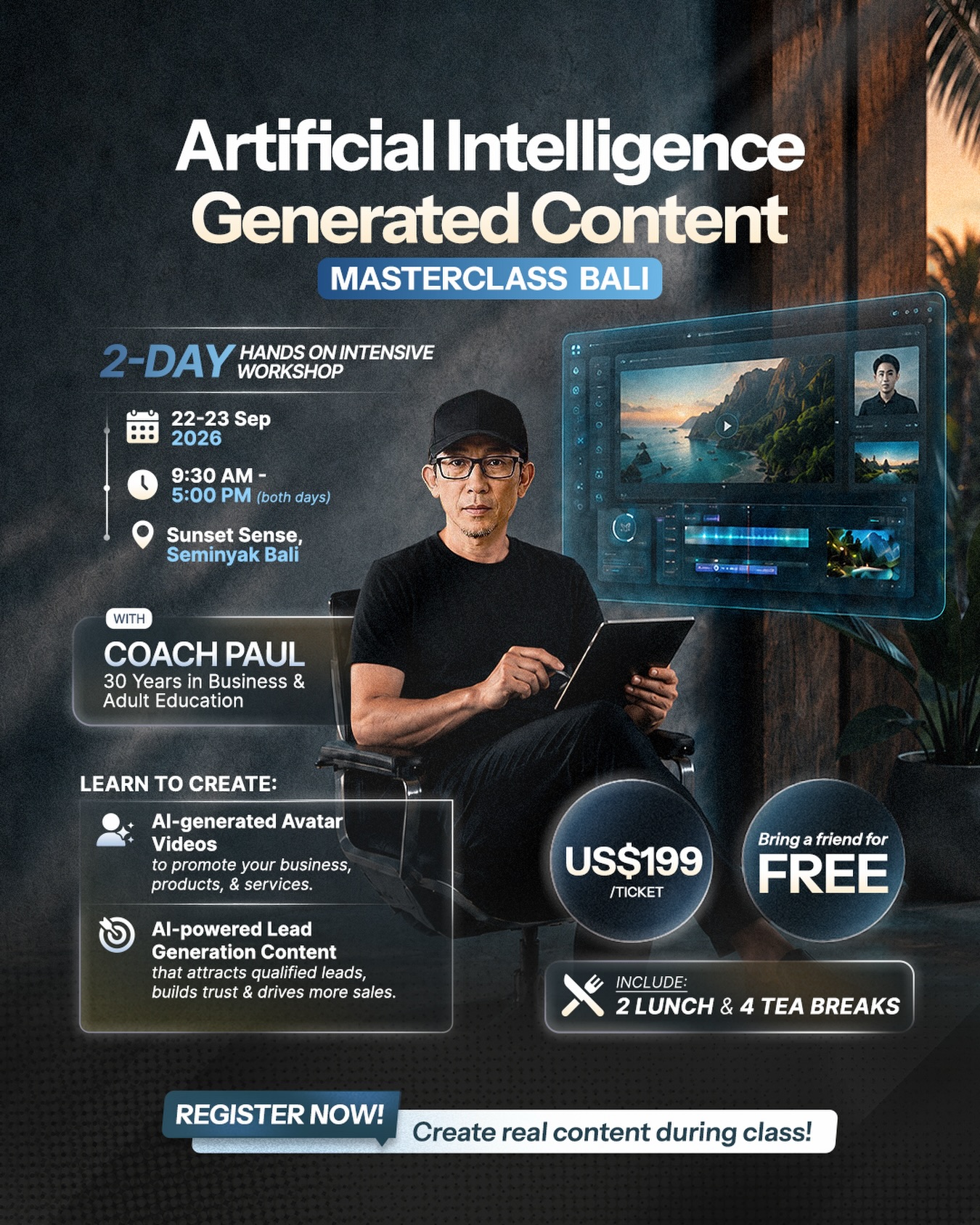 Aicsc5 Facebook ad: Create Real AI Content in 2 Days.