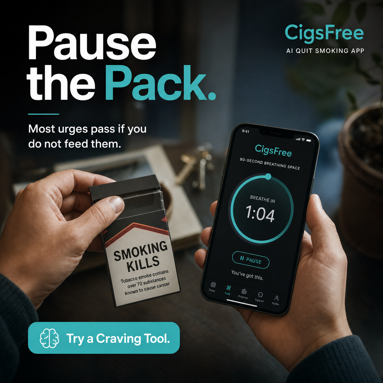 Cigs Free Facebook ad: Just One is a Trap.
