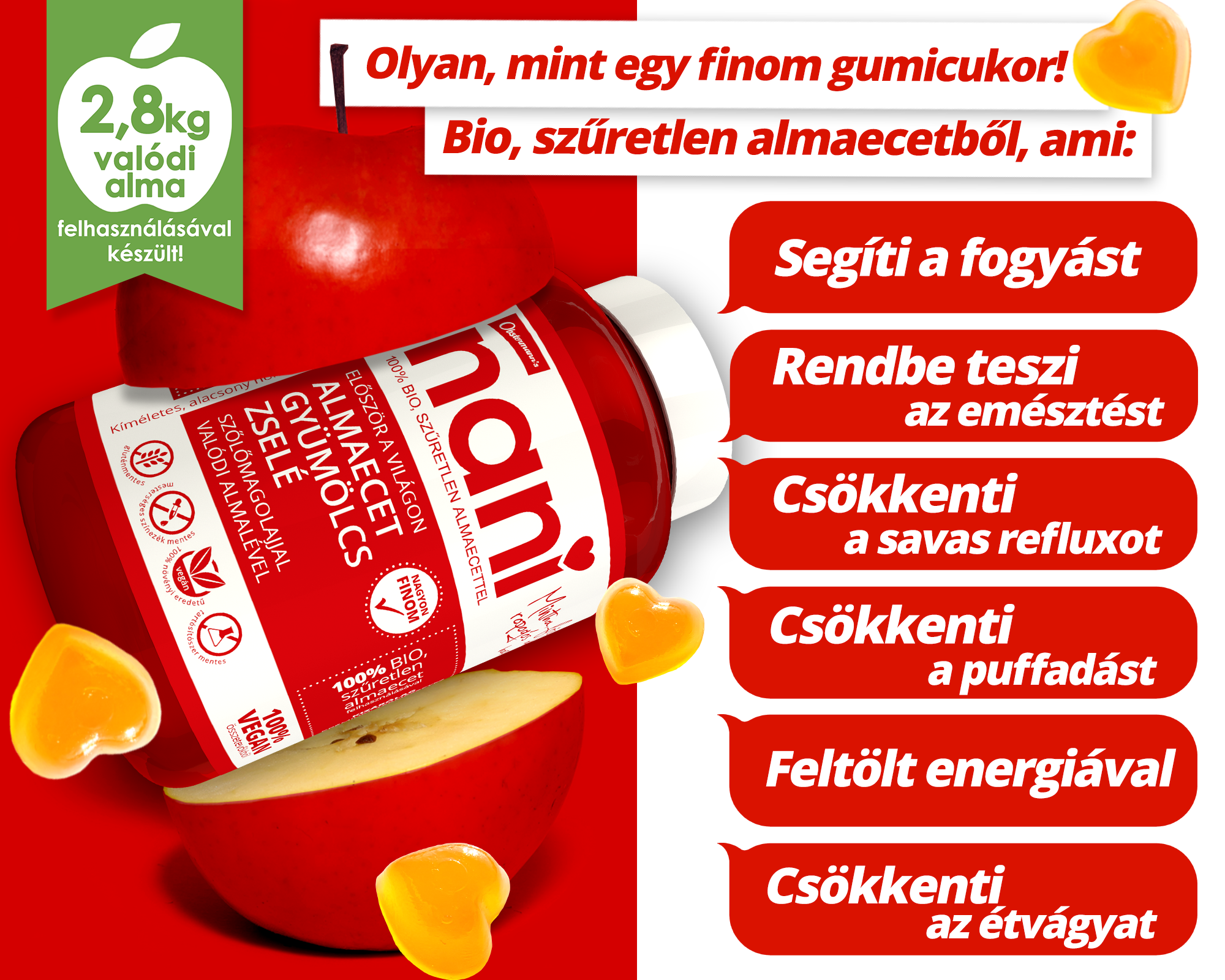 Obstermann's multi-gumivitaminok valódi almából Facebook ad
