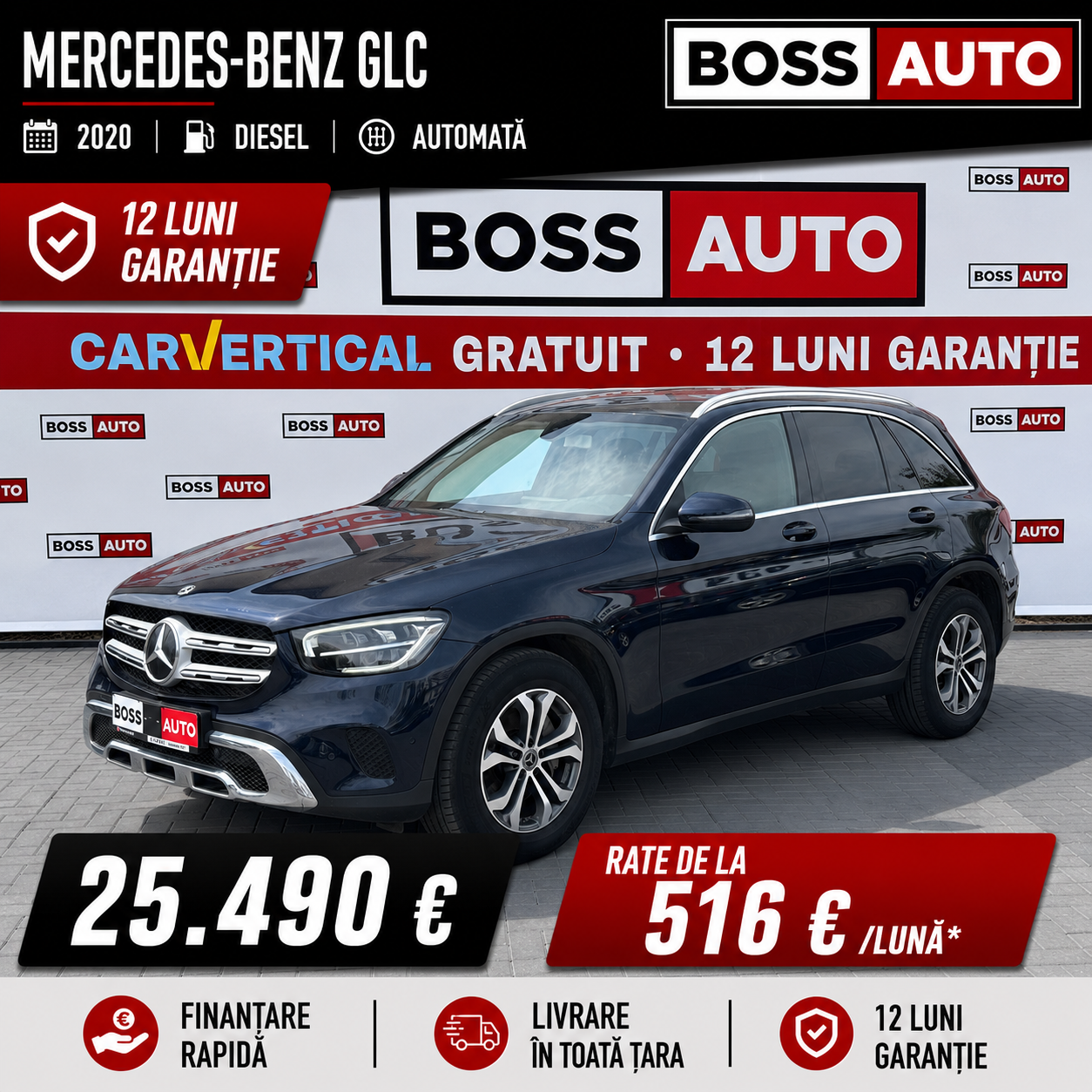 Boss Auto România Facebook ad: Mașina potrivită te așteaptă la BOSS AUTO Sisești.