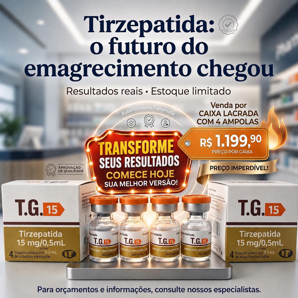 Fiúza Labs Facebook ad: TIRZEPATIDA T.G.15, O FUTURO DO EMAGRECIMENTO de R$1.399,90…