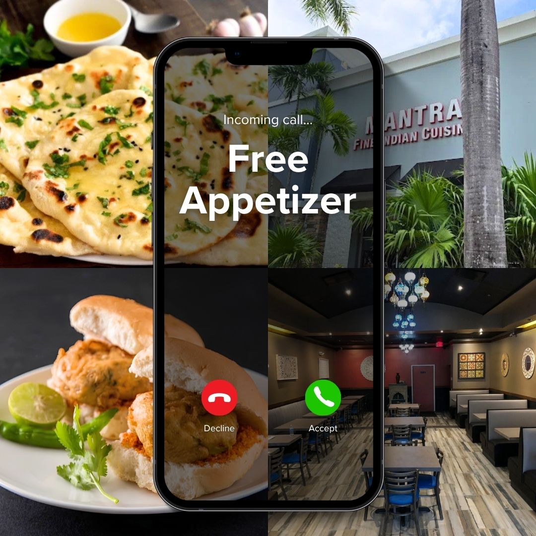 Mantra Indian Cuisine Facebook ad: Free Appetizer This Week!