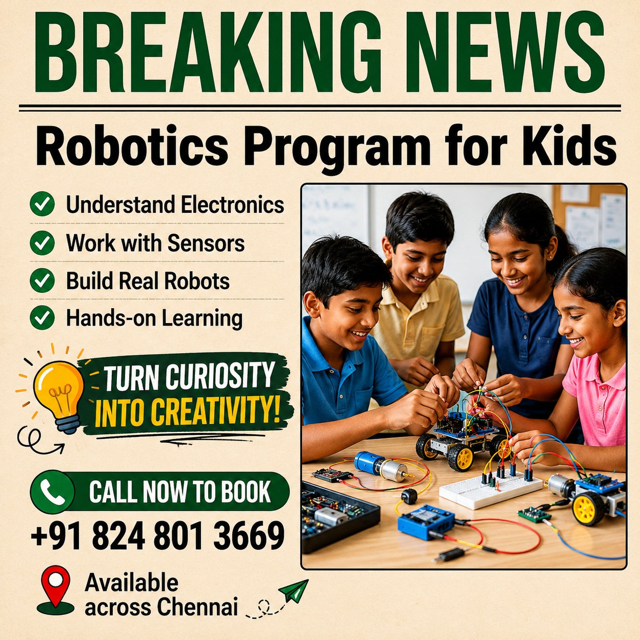 Ashtrix Robotics Facebook ad: **The Future Won't Wait.