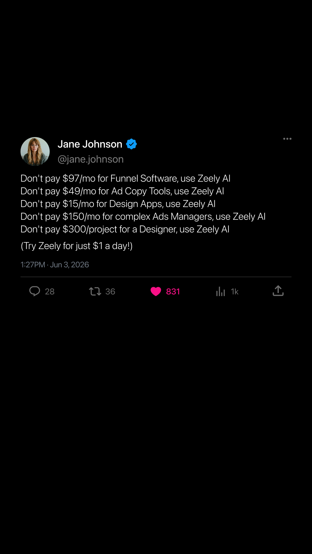 Zeely Facebook ad