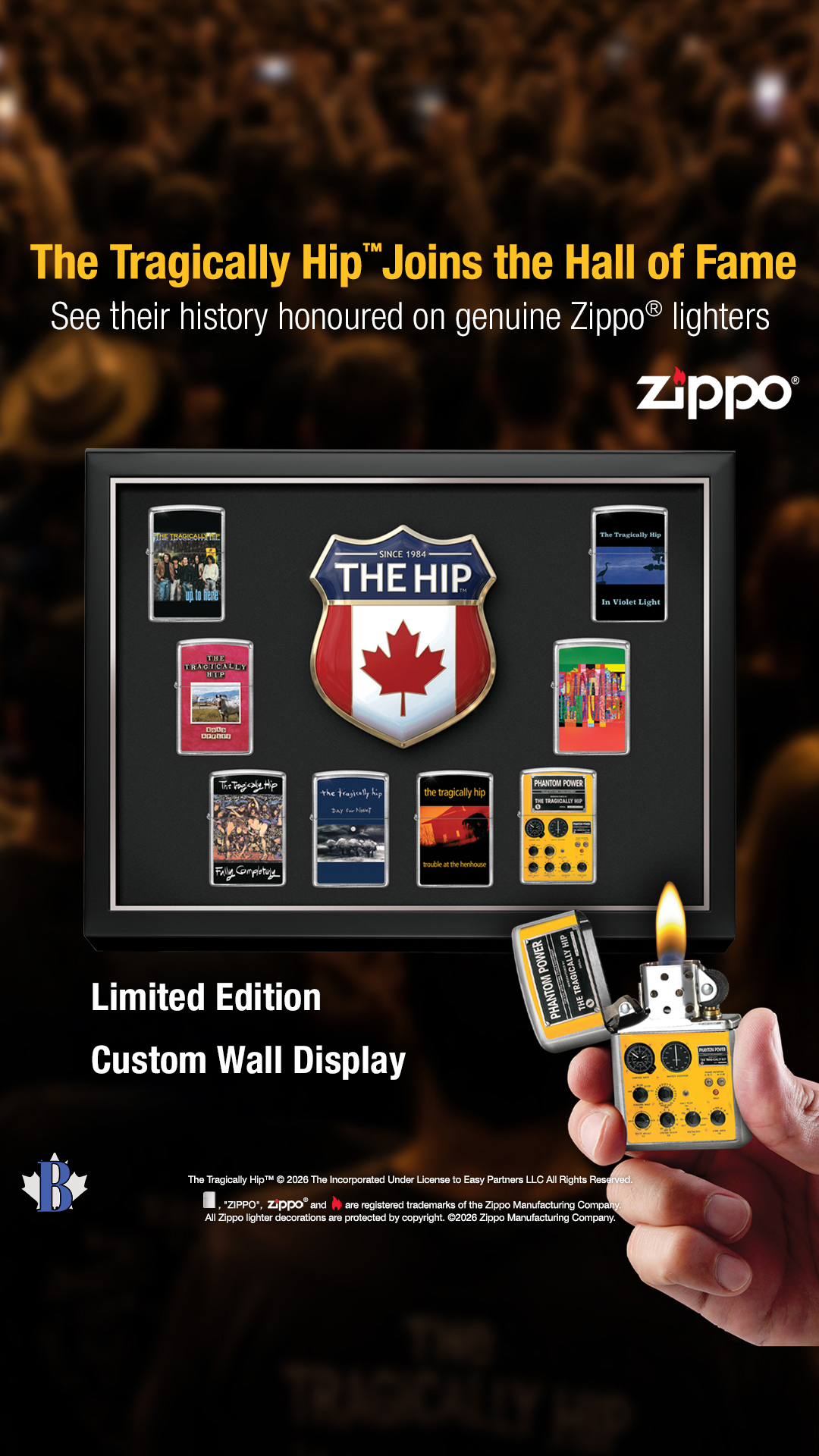 The Bradford Exchange Canada Facebook ad: The Tragically Hip Zippo Lighter Collection