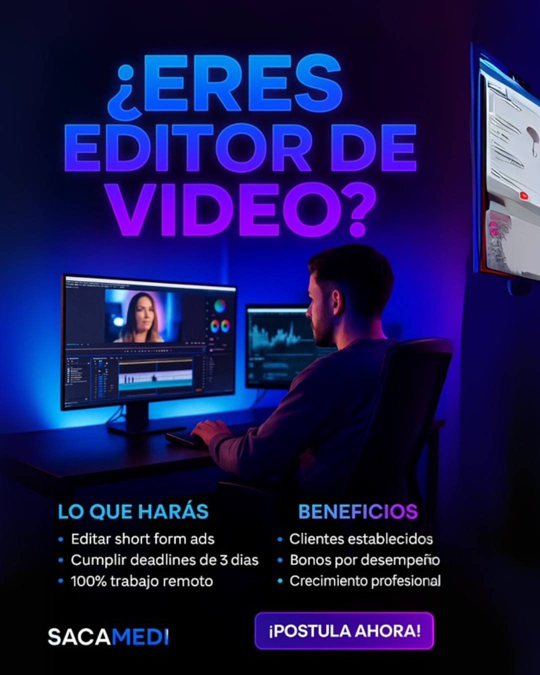 Sacamedi Facebook ad: ¡ÚNETE A NUESTRO EQUIPO CREATIVO DE ÉLITE EN…